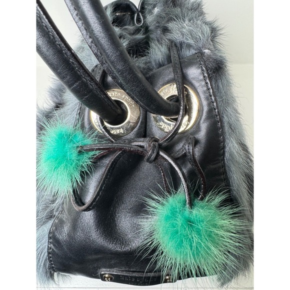 Kate Spade New York Fox Fur Trim Leather Drawstring Bucket Bag - Picture 5 of 14